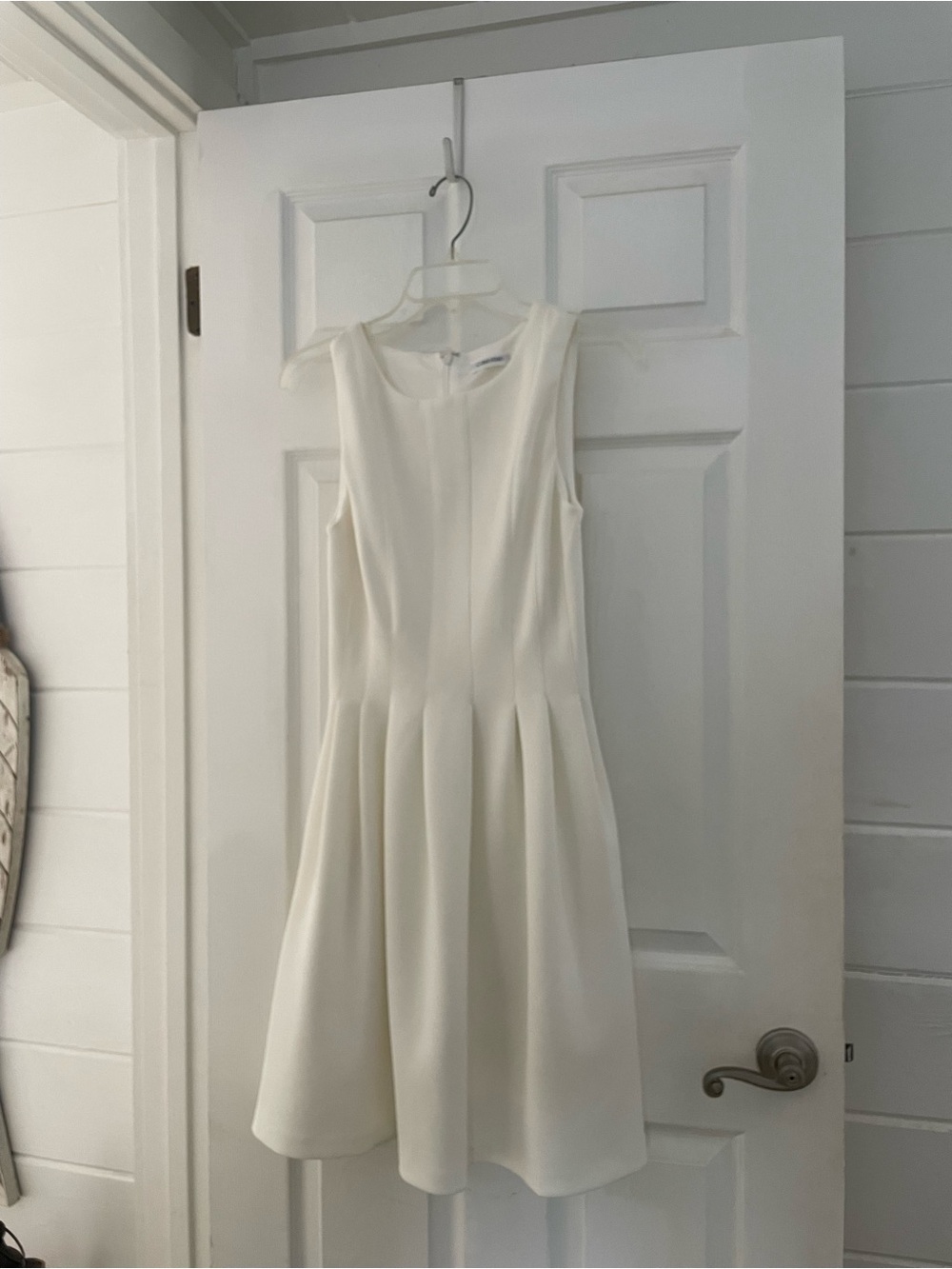 Calvin Klein White Sleeveless Midi Fit-and-Flare Dress